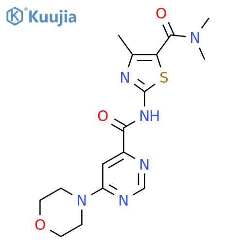 N-5-(dimethylcarbamoyl)-4-methyl-1,3-thiazol-2-yl-6-(morpholin-4-yl)pyrimidine-4-carboxamide structure