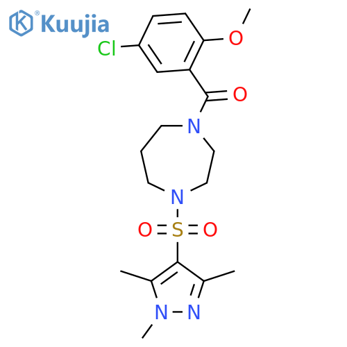 1-(5-chloro-2-methoxybenzoyl)-4-[(1,3,5-trimethyl-1H-pyrazol-4-yl)sulfonyl]-1,4-diazepane structure