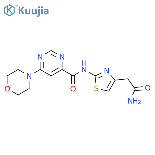 N-[4-(carbamoylmethyl)-1,3-thiazol-2-yl]-6-(morpholin-4-yl)pyrimidine-4-carboxamide structure
