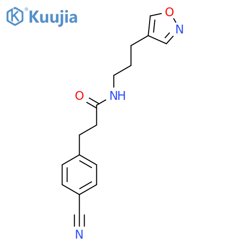3-(4-cyanophenyl)-N-(3-(isoxazol-4-yl)propyl)propanamide structure