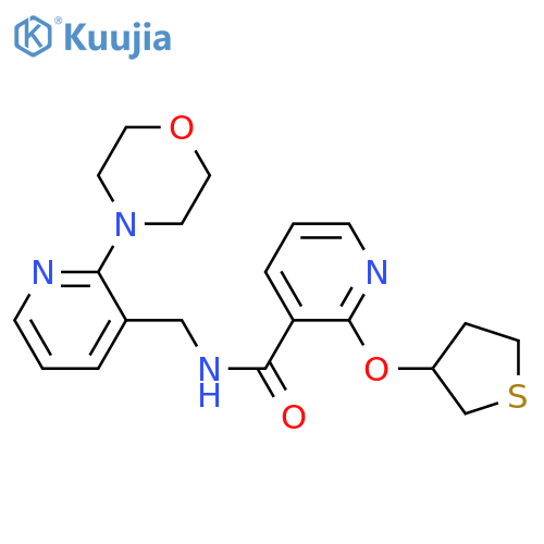 N-[(2-morpholin-4-ylpyridin-3-yl)methyl]-2-(thiolan-3-yloxy)pyridine-3-carboxamide structure