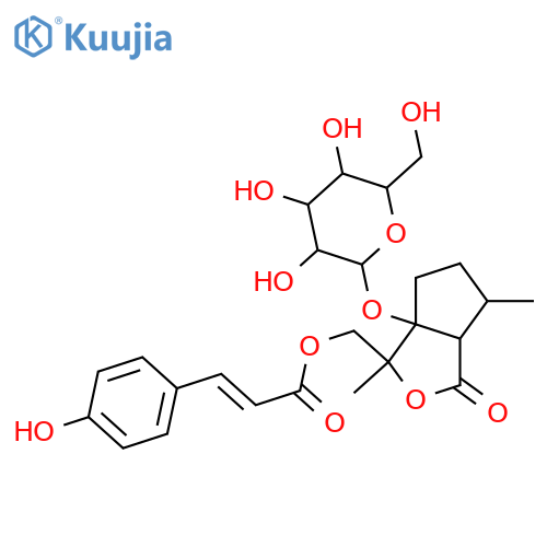 Hexahydro-3a-hydroxy-3-(hydroxymethyl)-3,6-dimethyl-1H-cyclopenta[c]furan-1-one; (3S,3aS,6R,6aS)-form, 1'-O-(4-Hydroxy-E-cinnamoyl), 3a-O-β-D-glucopyranoside structure