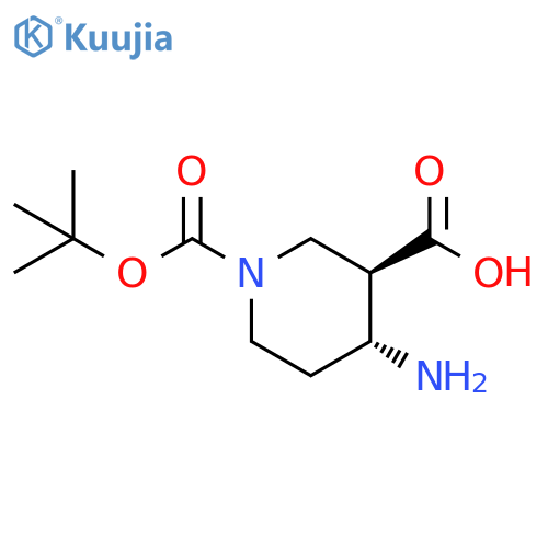 rel-(3S,4S)-4-Amino-1-(tert-butoxycarbonyl)piperidine-3-carboxylic acid structure