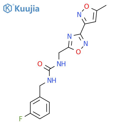 1-(3-fluorophenyl)methyl-3-{3-(5-methyl-1,2-oxazol-3-yl)-1,2,4-oxadiazol-5-ylmethyl}urea structure