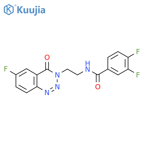 3,4-difluoro-N-2-(6-fluoro-4-oxo-3,4-dihydro-1,2,3-benzotriazin-3-yl)ethylbenzamide structure