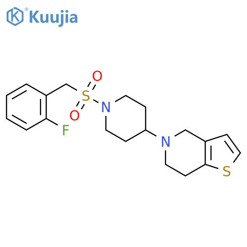5-(1-((2-Fluorobenzyl)sulfonyl)piperidin-4-yl)-4,5,6,7-tetrahydrothieno[3,2-c]pyridine structure