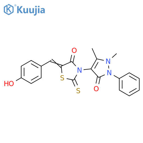 3-(1,5-Dimethyl-3-oxo-2-phenyl-2,3-dihydro-1H-pyrazol-4-yl)-5-[1-(4-hydroxy-phenyl)-meth-(E)-ylidene]-2-thioxo-thiazolidin-4-one structure