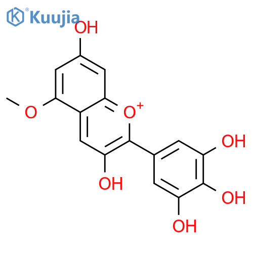 1-Benzopyrylium,3,7-dihydroxy-5-methoxy-2-(3,4,5-trihydroxyphenyl)-, chloride (9CI) structure