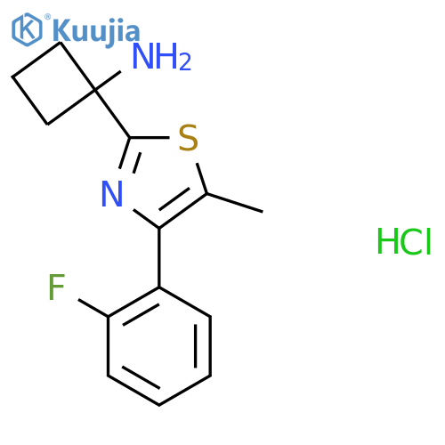1-4-(2-fluorophenyl)-5-methyl-1,3-thiazol-2-ylcyclobutan-1-amine hydrochloride structure