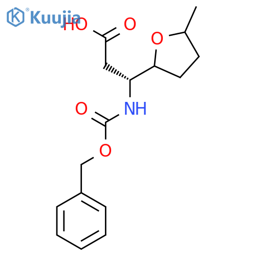 (3R)-3-{(benzyloxy)carbonylamino}-3-(5-methyloxolan-2-yl)propanoic acid structure