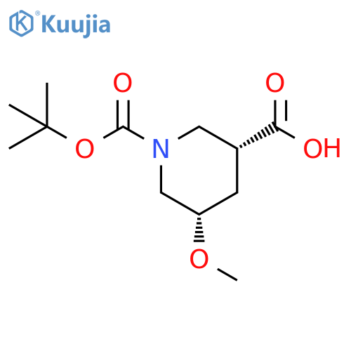 cis-1-tert-butoxycarbonyl-5-methoxy-piperidine-3-carboxylic acid structure