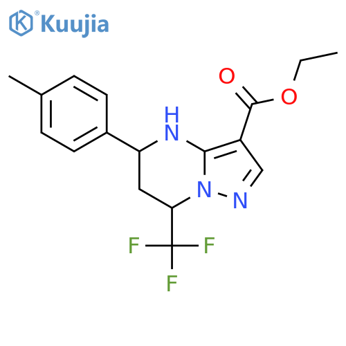 Ethyl 5-(P-tolyl)-7-(trifluoromethyl)-4,5,6,7-tetrahydropyrazolo[1,5-A]pyrimidine-3-carboxylate structure