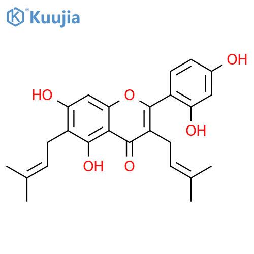 2-(2,4-dihydroxyphenyl)-5,7-dihydroxy-3,6-bis(3-methylbut-2-en-1-yl)-4H-chromen-4-one structure