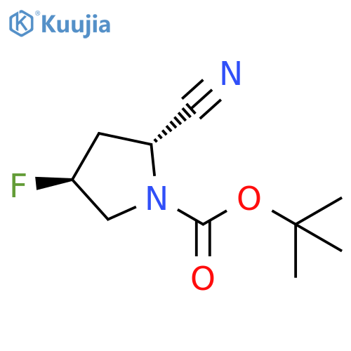 1-Pyrrolidinecarboxylic acid, 2-cyano-4-fluoro-, 1,1-dimethylethyl ester, (2R,4S)- structure