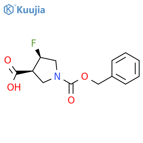 (3S,4R)-1-benzyloxycarbonyl-4-fluoro-pyrrolidine-3-carboxylic acid structure