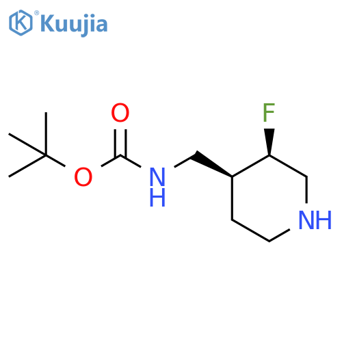 tert-butyl N-{[(3R,4S)-3-fluoropiperidin-4-yl]methyl}carbamate structure