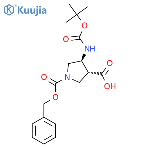 (3R,4S)-1-[(benzyloxy)carbonyl]-4-{[(tert-butoxy)carbonyl]amino}pyrrolidine-3-carboxylic acid structure