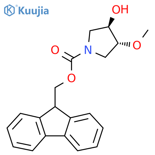 rac-(9H-fluoren-9-yl)methyl (3R,4R)-3-hydroxy-4-methoxypyrrolidine-1-carboxylate structure