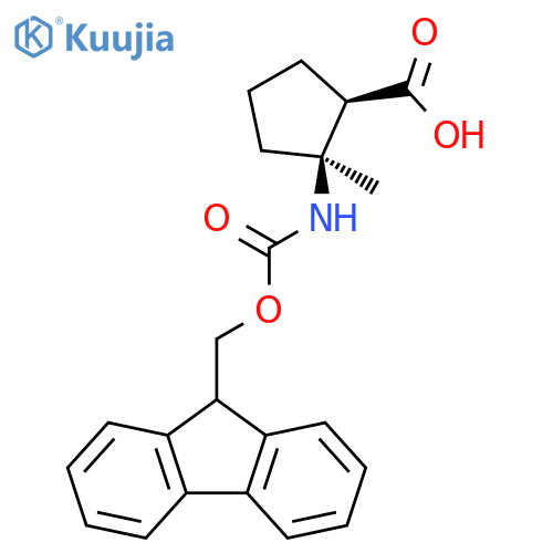 rac-(1R,2S)-2-({(9H-fluoren-9-yl)methoxycarbonyl}amino)-2-methylcyclopentane-1-carboxylic acid structure