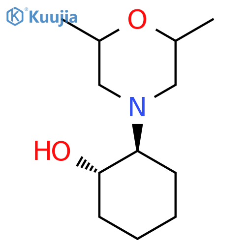 trans-2-(2,6-dimethylmorpholin-4-yl)cyclohexan-1-ol structure