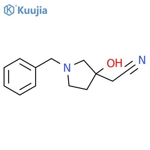 2-(1-benzyl-3-hydroxypyrrolidin-3-yl)acetonitrile structure