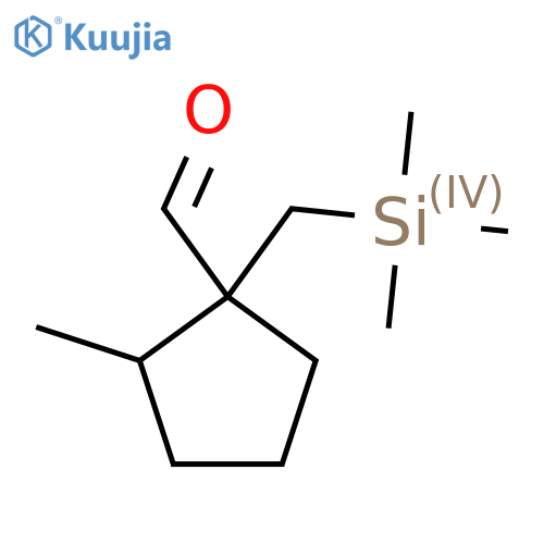 2-methyl-1-(trimethylsilyl)methylcyclopentane-1-carbaldehyde structure