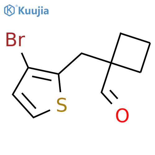 1-(3-bromothiophen-2-yl)methylcyclobutane-1-carbaldehyde structure