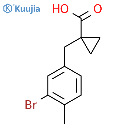 1-(3-bromo-4-methylphenyl)methylcyclopropane-1-carboxylic acid structure