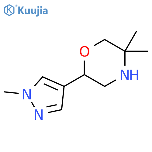 5,5-dimethyl-2-(1-methyl-1H-pyrazol-4-yl)morpholine structure
