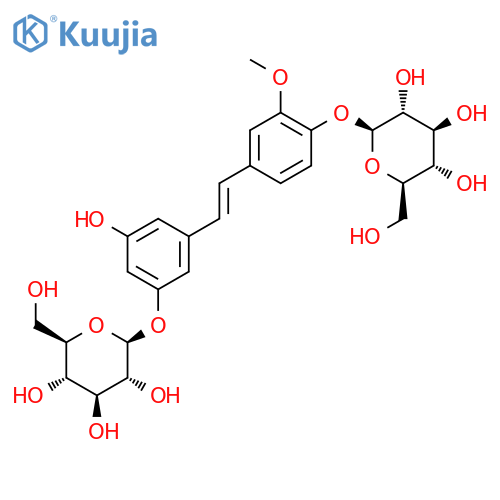 4-{(1E)-2-[3-(beta-D-glucopyranosyloxy)-5-hydroxyphenyl]ethenyl}-2-methoxyphenyl beta-D-glucopyranoside structure