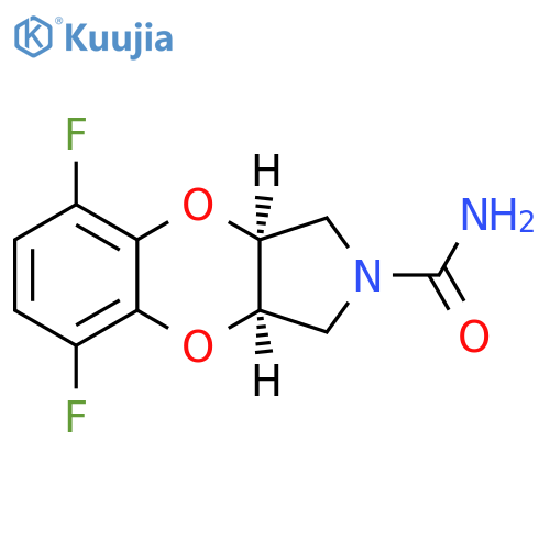 (3aR,9aS)-5,8-Difluoro-1,3,3a,9a-tetrahydro-2H-[1,4]benzodioxino[2,3-c]pyrrole-2-carboxamide structure