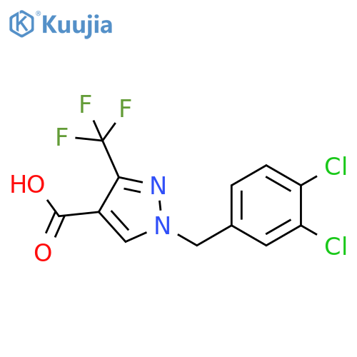 1H-Pyrazole-4-carboxylic acid, 1-[(3,4-dichlorophenyl)methyl]-3-(trifluoromethyl)- structure