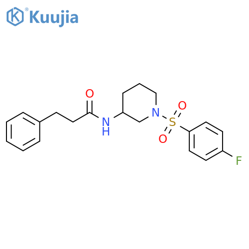 N-{1-(4-Fluorobenzene)sulfonylpiperidin-3-yl}-3-phenylpropanamide structure
