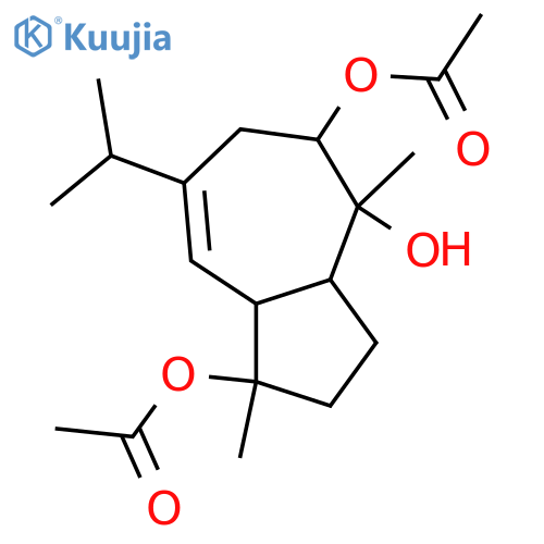 6-Guaiene-4,9,10-triol; (1β,4α,5α,9α,10β)-form, 4,9-Di-Ac structure