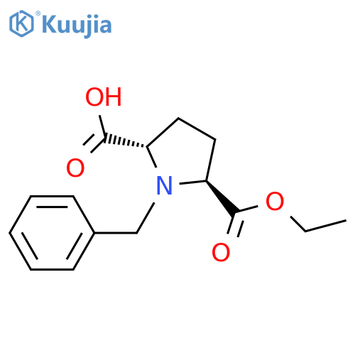 (2S,5S)-1-benzyl-5-ethoxycarbonyl-pyrrolidine-2-carboxylic acid structure