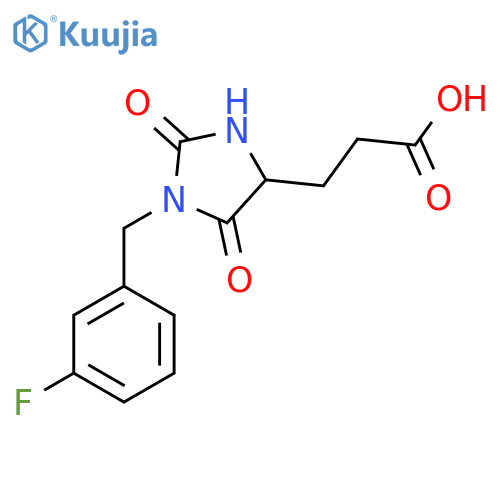 3-1-(3-Fluorobenzyl)-2,5-dioxoimidazolidin-4-ylpropanoic acid structure