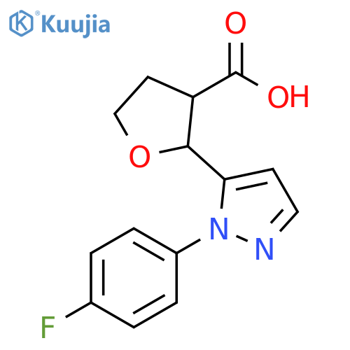 2-1-(4-fluorophenyl)-1H-pyrazol-5-yloxolane-3-carboxylic acid structure