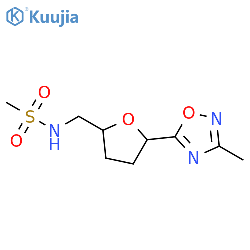 N-{5-(3-methyl-1,2,4-oxadiazol-5-yl)oxolan-2-ylmethyl}methanesulfonamide structure
