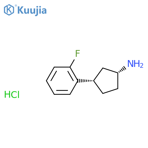 rac-(1R,3S)-3-(2-fluorophenyl)cyclopentan-1-amine hydrochloride structure