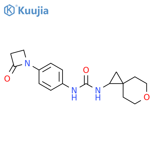 N-6-Oxaspiro[2.5]oct-1-yl-N′-[4-(2-oxo-1-azetidinyl)phenyl]urea structure