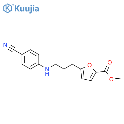 2-Furancarboxylic acid, 5-[3-[(4-cyanophenyl)amino]propyl]-, methyl ester structure