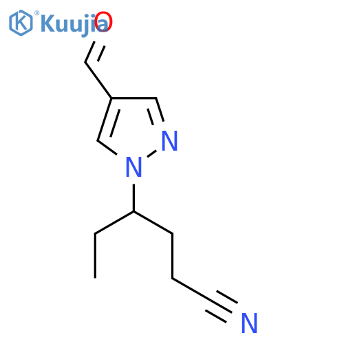 4-(4-Formyl-1H-pyrazol-1-yl)hexanenitrile structure