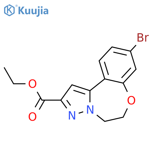 Pyrazolo[1,5-d][1,4]benzoxazepine-2-carboxylic acid, 9-bromo-5,6-dihydro-, ethyl ester structure