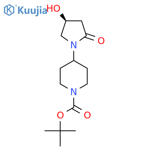 1-Piperidinecarboxylic acid, 4-[(4S)-4-hydroxy-2-oxo-1-pyrrolidinyl]-, 1,1-dimethylethyl ester structure
