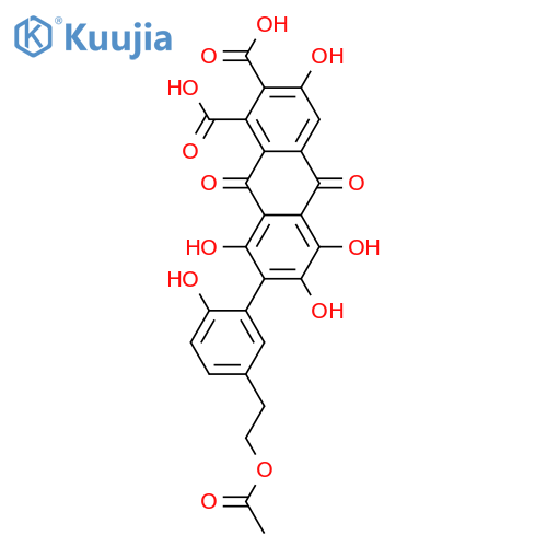1,2-Anthracenedicarboxylicacid,7-[5-[2-(acetyloxy)ethyl]-2-hydroxyphenyl]-9,10-dihydro-3,5,6,8-tetrahydroxy-9,10-dioxo- structure