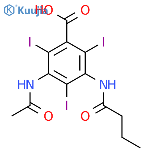 3-(acetylamino)-5-(butanoylamino)-2,4,6-triiodobenzoic acid structure