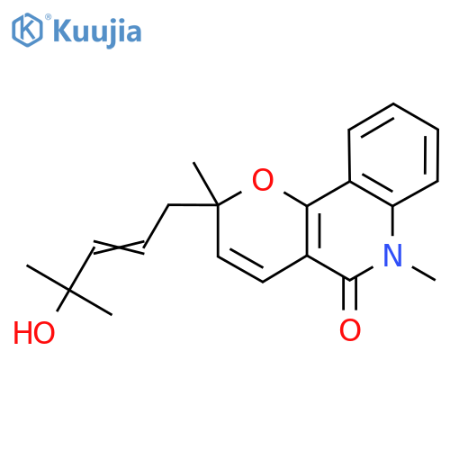 5H-Pyrano[3,2-c]quinolin-5-one, 2,6-dihydro-2-(4-hydroxy-4-methyl-2-penten-1-yl)-2,6-dimethyl-, (+)- structure
