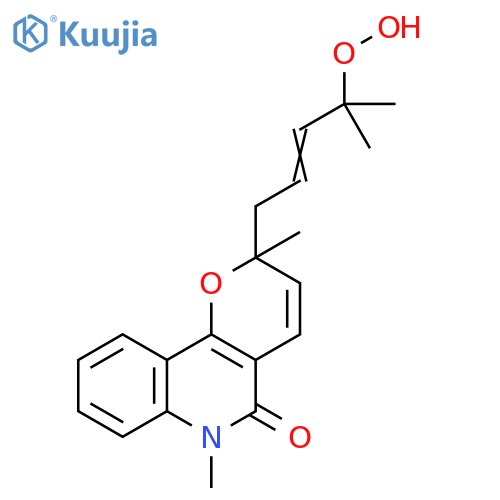 5H-Pyrano[3,2-c]quinolin-5-one, 2,6-dihydro-2-(4-hydroperoxy-4-methyl-2-penten-1-yl)-2,6-dimethyl- structure