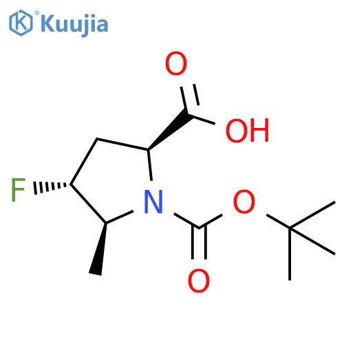 (2S,4R,5S)-1-tert-butoxycarbonyl-4-fluoro-5-methyl-pyrrolidine-2-carboxylic acid structure