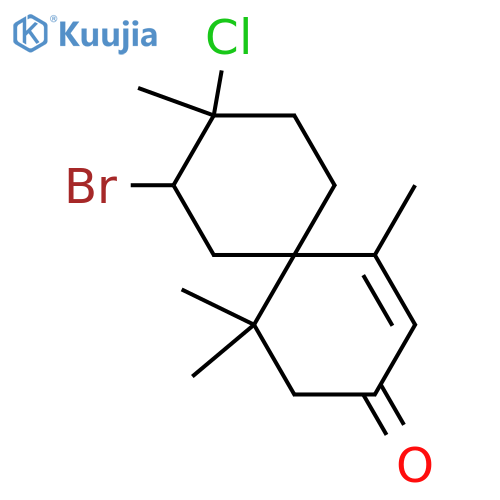2-Bromo-3-chloro-7-chamigren-9-one; (2R,3S,6R)-form structure